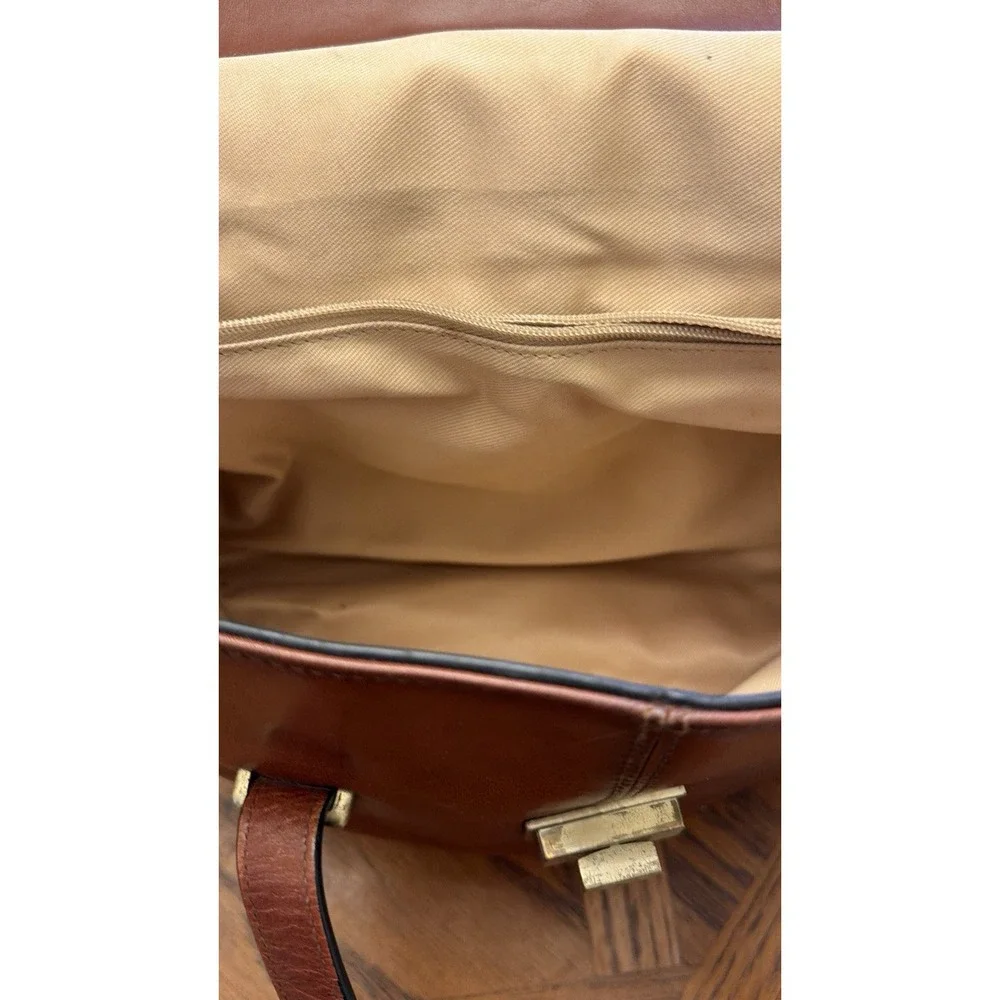 Banuce Full-Grain Italian Vegetable-Tanned Leather Satchel Handbag Red/Brown